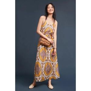 Anthropologie AKEMI + KIN Medallion Gold Metallic Maxi Dress in Size Small